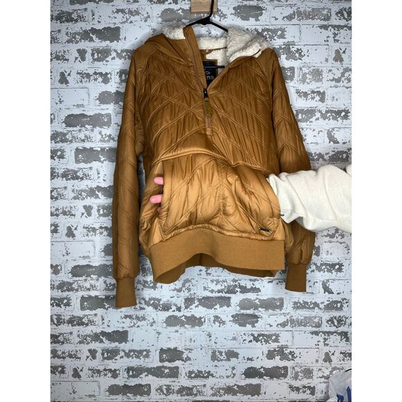 Prana | women quilted pullover quarter zip with hood sherpa lined - Picture 7 of 13